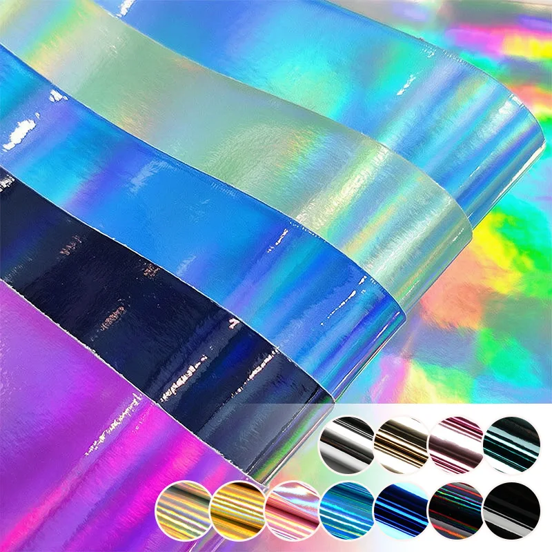 Mirror Laser Artificial PU Patent Leather Fabric100x138cm for Upholstery Sofa Stage Clothing Bags DIY Sewing Brown Cloth