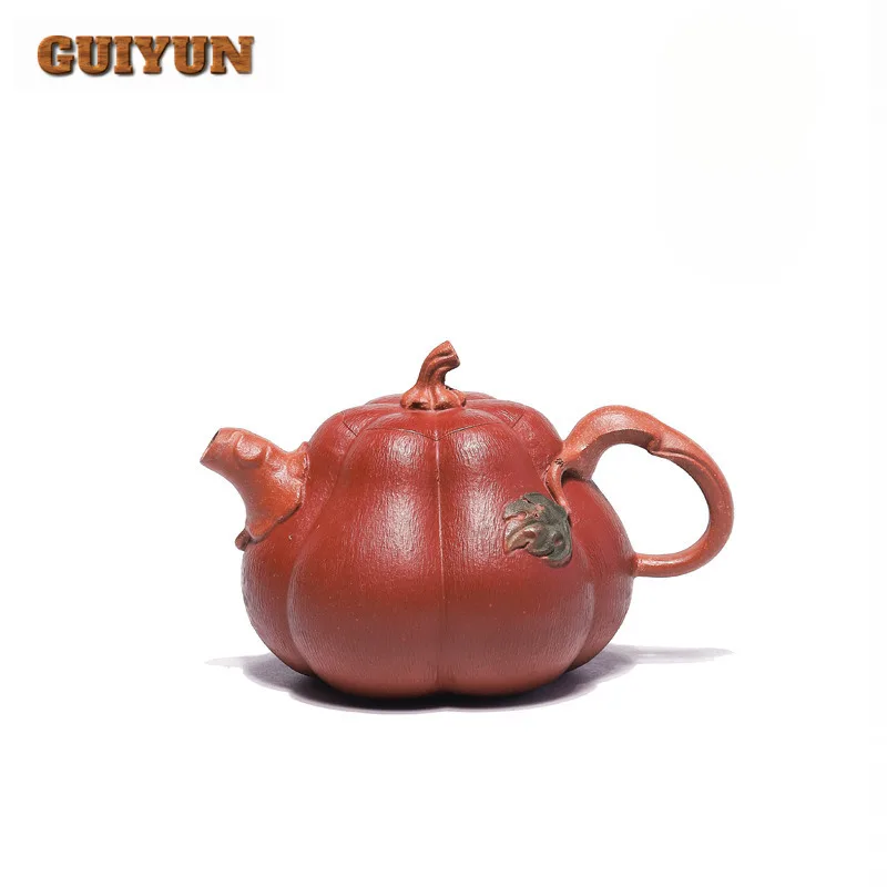 210ml Antique Yixing Purple Clay Teapots Handmade Pumpkin Pot Raw Ore Section Mud Starch Kettle Chinese Zisha Tea Set Collection