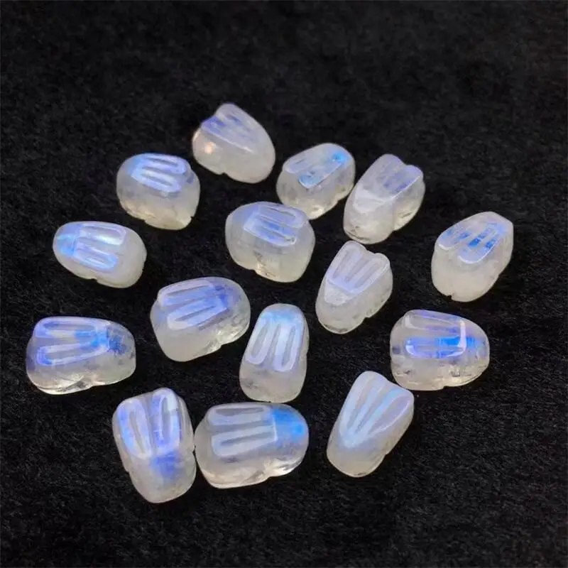 5PCS Natural Blue Moon Stone Rabbit Pendant Healing Gemstone Carved Figurine Gift Fashion Jewelry For Women Gift 10-11MM