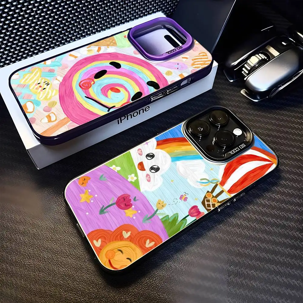 

Children's art Phone Case For iPhone17,16,15,14,13,12,11 Plus,Pro Max Purple Matte Shockproof Cover