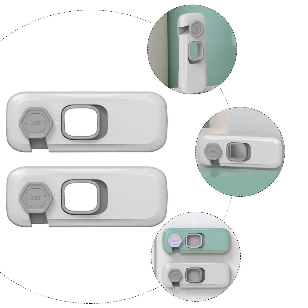 

2pcs Anti Pinch Locks For Baby Safety Cabinet Drawer Latch Self-Adhesive Kids Protection Lock Home Furniture Refrigerator Cover