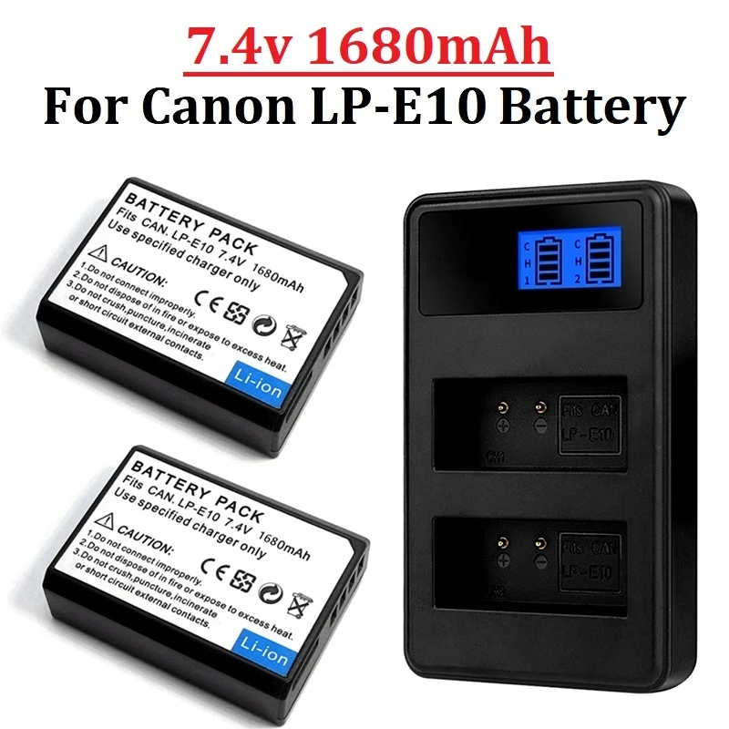 Digital Camera Battery For Canon Eos Rebel T3 T5 T6 Kiss X50 X70 7.4V 1680MAh Lp-E10 Lpe10 Lp E10