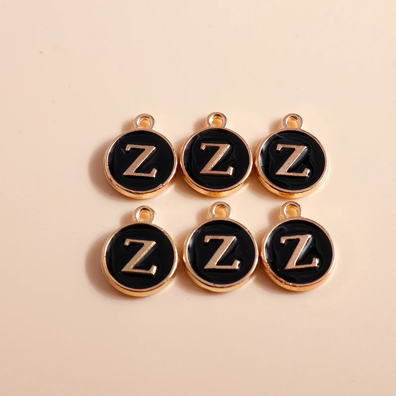 20 Stück 12x15mm Niedliche Schwarze Emaille A-Z 26 Alphabet-Buchstaben Anhänger für Schmuckherstellung Ohrringe Halsketten DIY Bastelzubehör – Detail 28