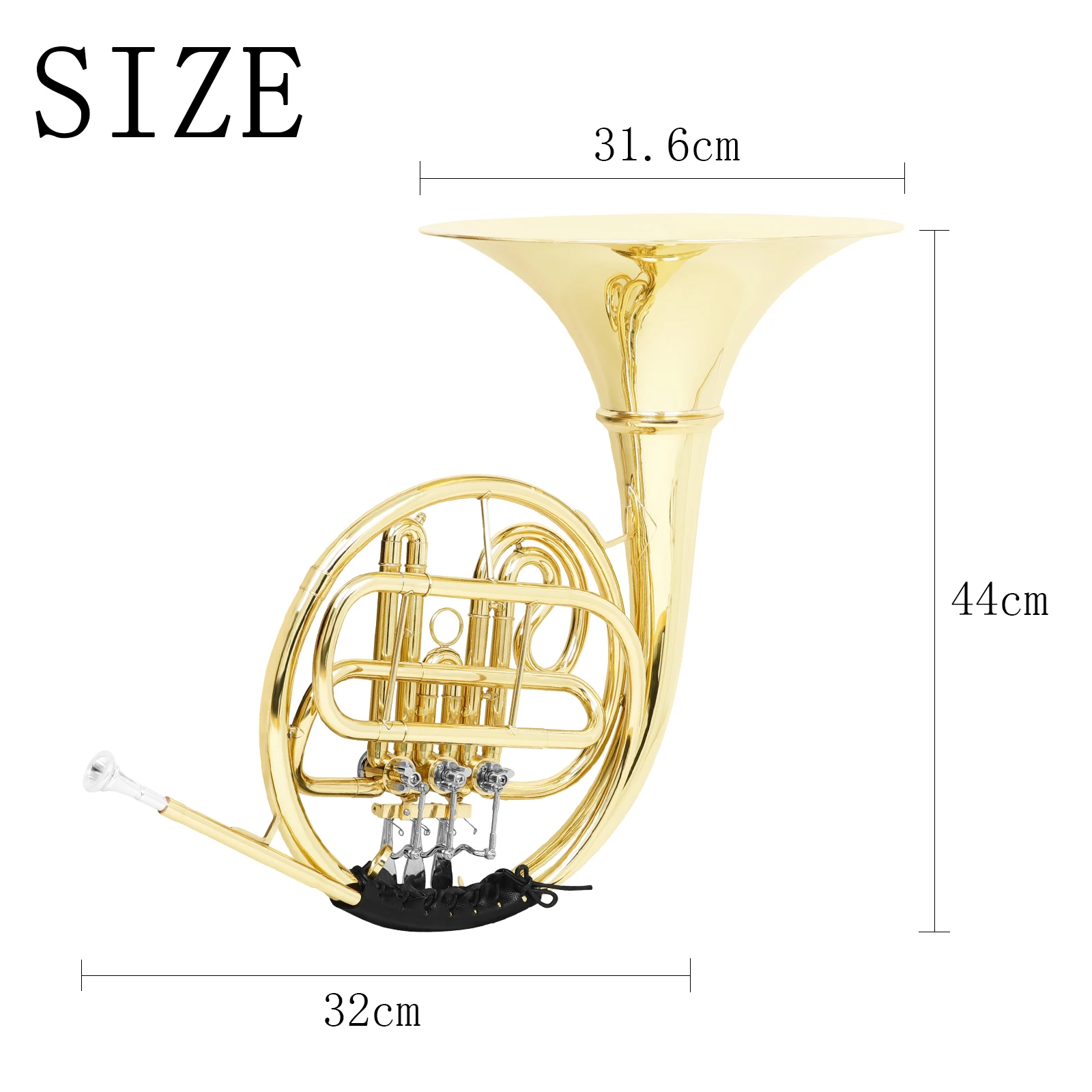 M MBAT 3-Key Split French Horn Gold Lacquered Brass Detachable French Horn Matching Carry Case French Horn Complete Accessories