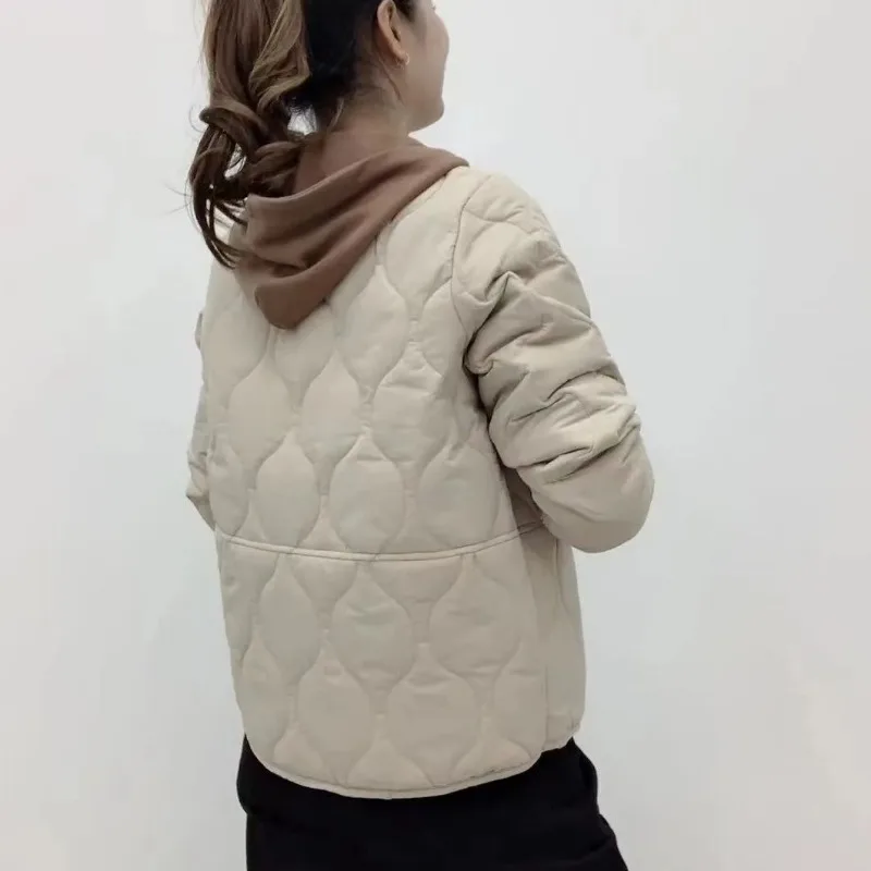 Petit manteau en coton frivole de style occidental, veste sans col, grande taille, tout match, vieillissement, nouveaux modèles d'automne et d'hiver