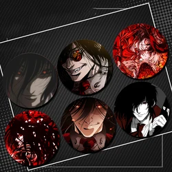 Alucard Hellsing Funny Button Pin Flower Tinplate Badge Round Creative Brooches for Backpack Jewelry Accessories Handmade Gift