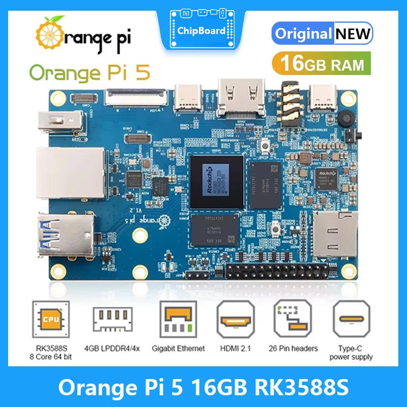 

Orange Pi 5 16GB RK3588S,PCIE Module External WiFi+BT,SSD Gigabit Ethernet Single Board , Run Android Debian OS