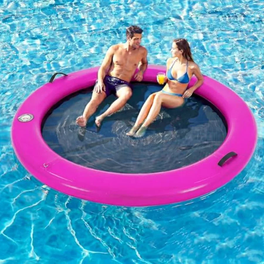 

Надувной круглый плавучий док-плот Sunchill 6-12 футов с тканевым покрытием и ручным насосом для быстрого надувания/сдувания, подходит для 2-8 человек, синий