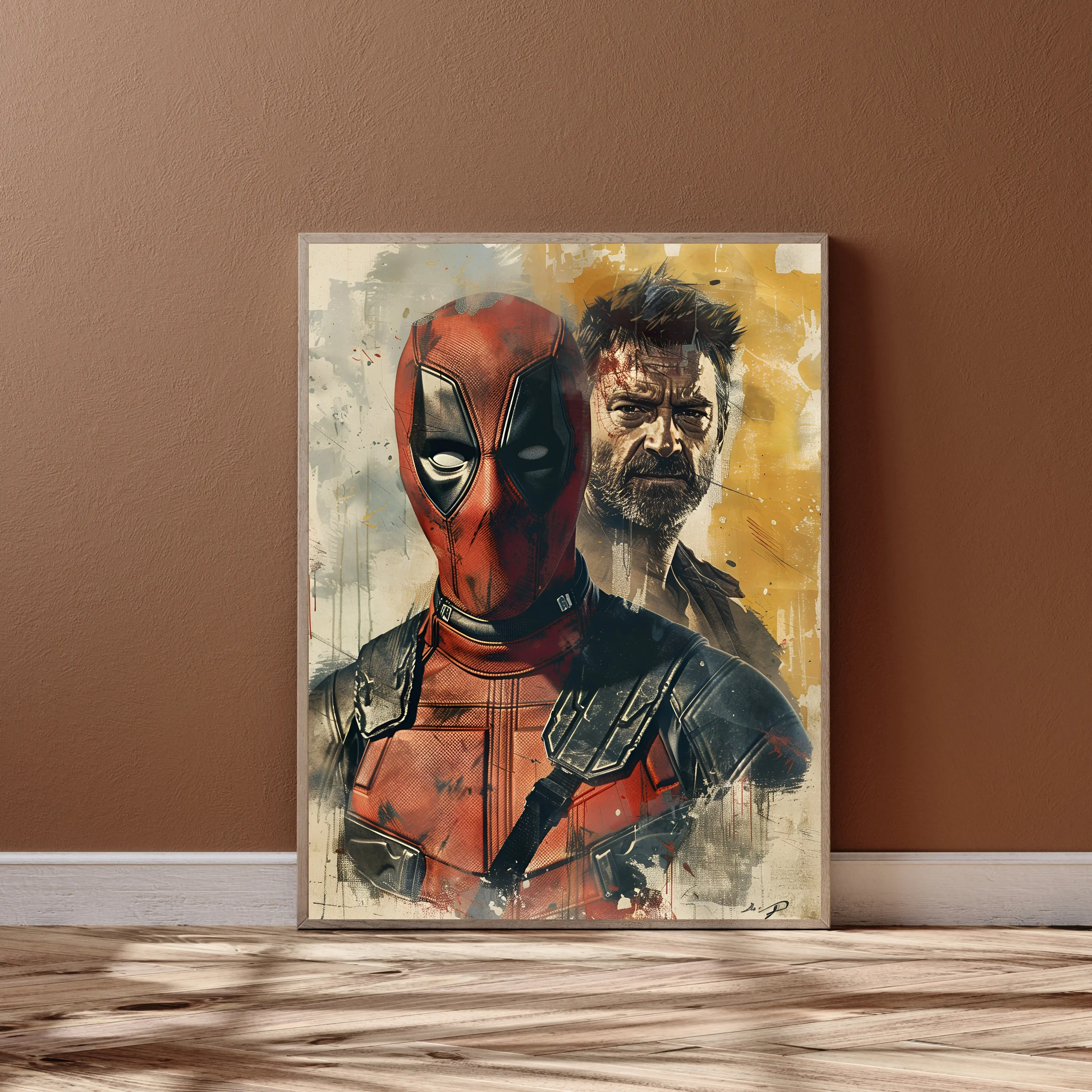 Disney 2024 New Movie Deadpool and Wolverine Colorful Graffiti Style Canvas Wall Print Decor  Living  Bedroom Room