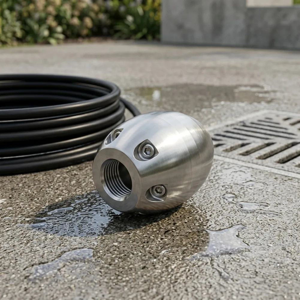 Pipe Cleaning Tool 60*45mm Pressure Washer Nozzle Stainless Steel Construction 3000 PSI Rated 40 Lmin Flow Rate