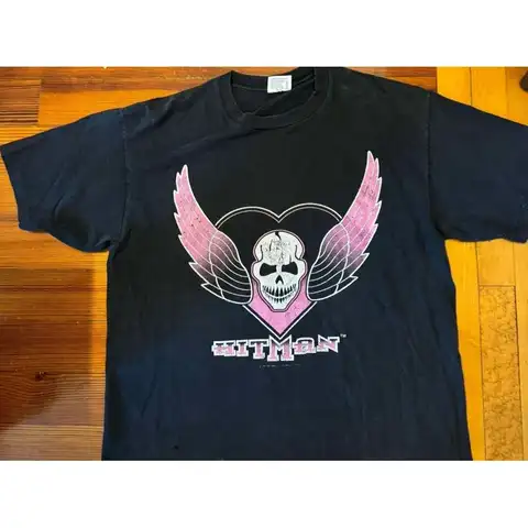 Vintage Bret Hart Hitman T shirt XL Black WWF 1997 Wrestling Double Sided 90s