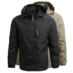 2025 Spring Jacket Mens Outdoor Casual Work Coat New Windproof Zip Jacket Outdoor Hiking  Hooded Jacket wear-resisted Coat 2pc