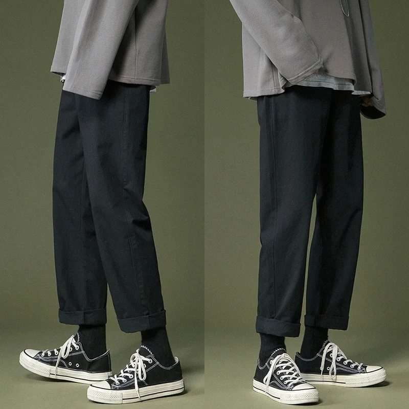 

Тонкие прямые повседневные брюки с девятью пятью пальцами, мужские летние прямые леггинсы Faion Bla, молодежные витали, со средней талией, смесь хлопка