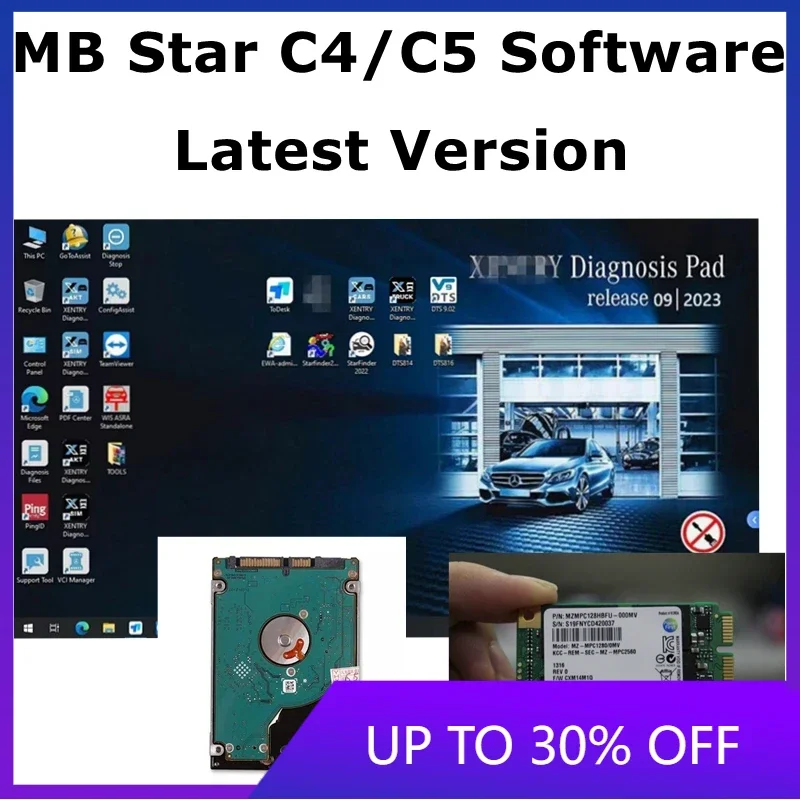 

2023.09 New MB Star C4 SD Connect C5 SSD Diagnostic Software multi-language Can Work For Xplore ix104 Tablet Rugged I7cpu&4g