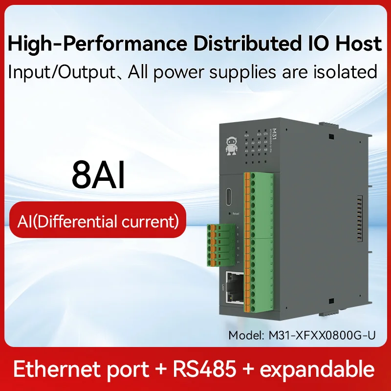 Remote IO Gedistribueerde IO NIEUWE Versie M31-AFAX4440G-U DI/DO/AO/AI RS485 RJ45 Modbus Met Uitbreidingsmodule CDEBYTE PNP NPN DIP