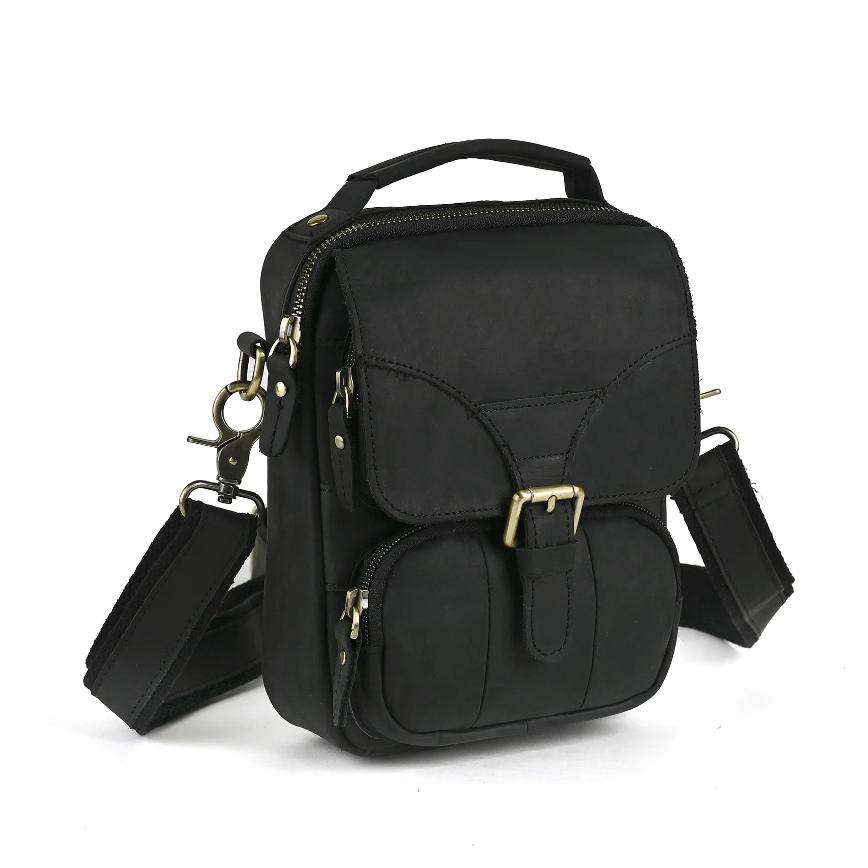 Leather Men Multifunction Casual Fashion Shoulder Messenger Crossbody Bag Designer Mochila Waist Belt Pack Tablet Bag Pouch 2074