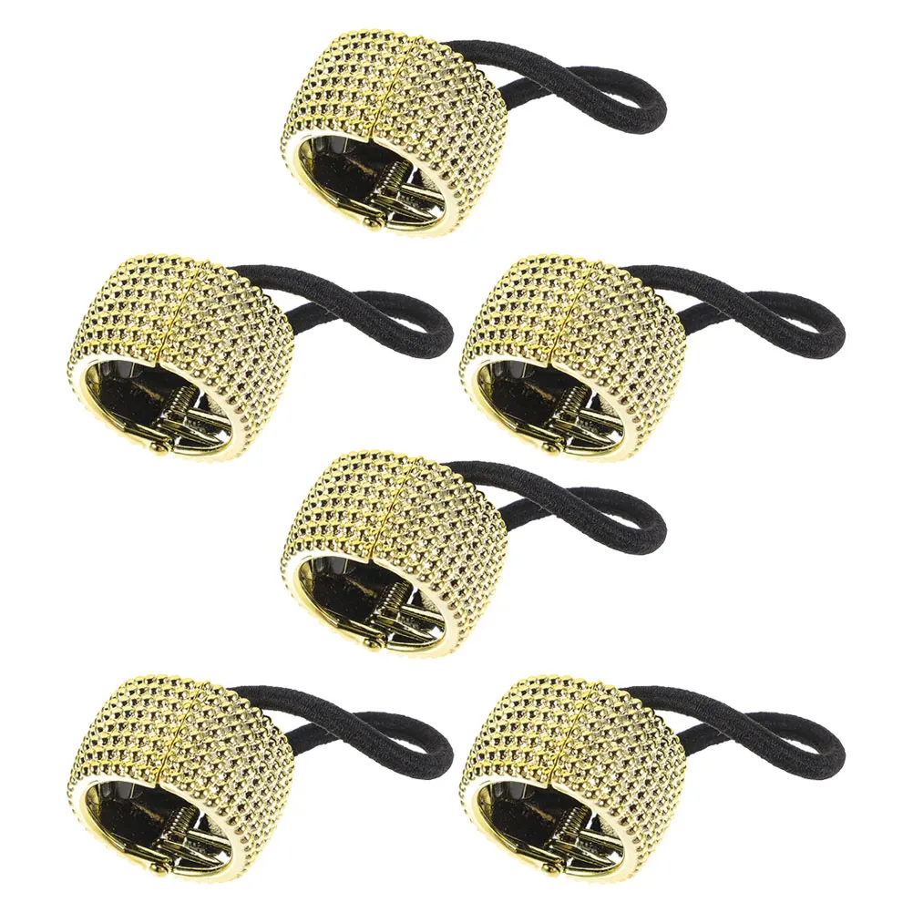 

6pcs Ponytail Holders Hair Ties Metal Rope Plastic Accessories Women Girls Golden Color Stylish Durable Lightweight