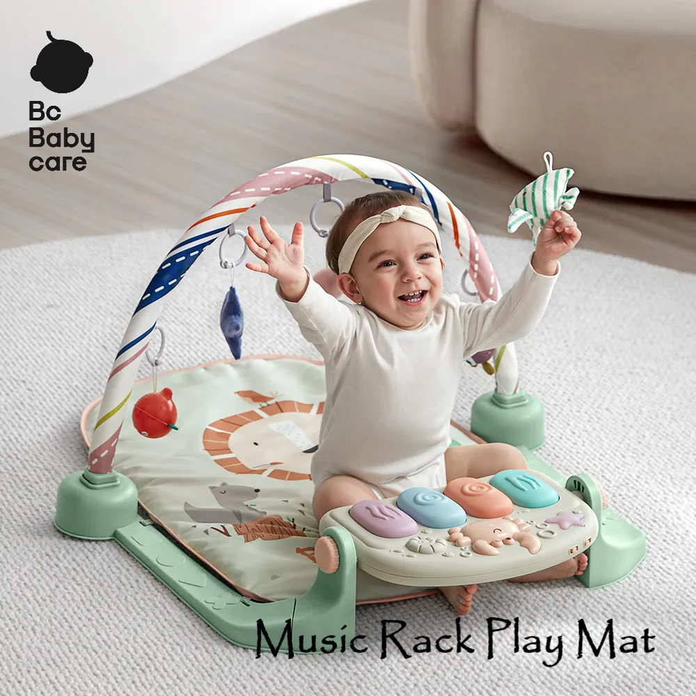 BC Babycare Baby Music Rack Play Mat Educational Puzzle Gym Crawling Activity Carpet Infant Fitness Playmat With Piano Keyboard