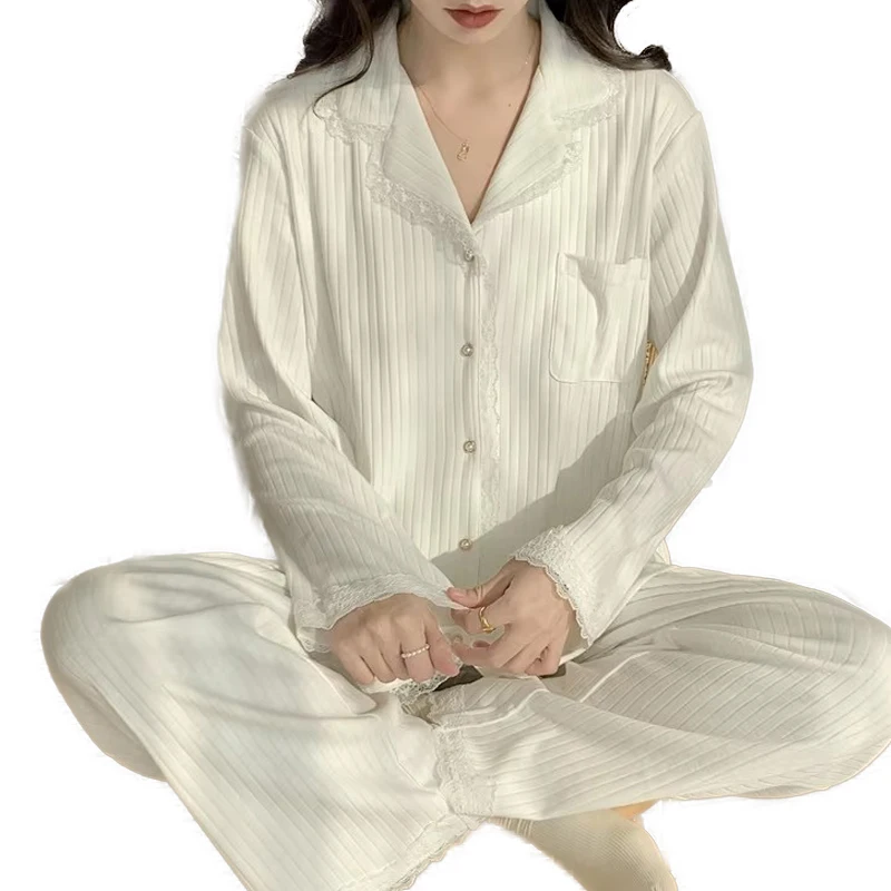 

Casual New Pajamas For Women Night Wear Set Spring Autumn Clothes For Home Pyjamas Long Sleeve Pant Suit Pijama Longo Feminino