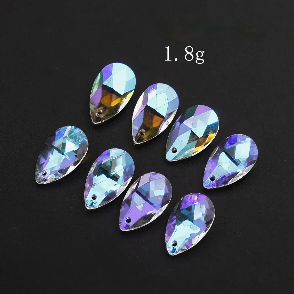 10PCS 20mm AB Teardrop Suncatcher Crystal Prism Hanging Decor Glass Bead Chandelier Parts DIY Wind Chimes Pendant Jewelry Making