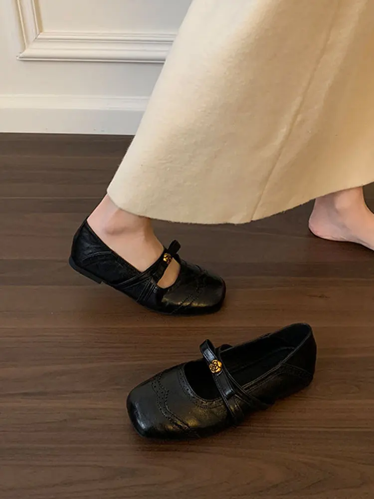 Pleasing Flat Bottom Early Autumn Women's Shoes Mary Janes Birkenstyle Fashionable Slip-On round Toe Light Weight Rubber Sole