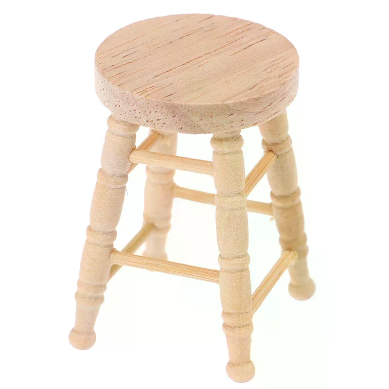 

1/12 dollhouse miniature wooden stool simulation chair furniture toy decoration