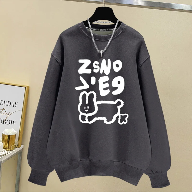 Autumn Women Clothing Vintage Casual Loose Sweatshirts Fashion O-neck Long Sleeve Hoodies Y2k Cartoon Printed Pullovers