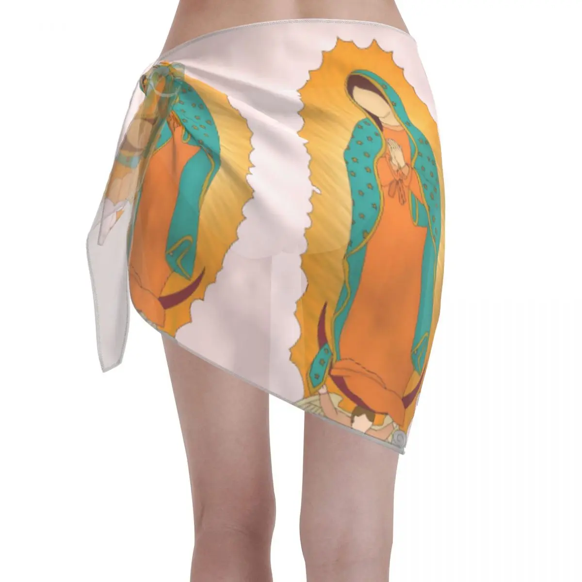 Sarongs courts personnalisés pour femmes, enveloppe de plage, impression vierge marie en 3D, pour maillots de bain, robes portefeuille pour Bikini, Cover-up pour maillot de bain