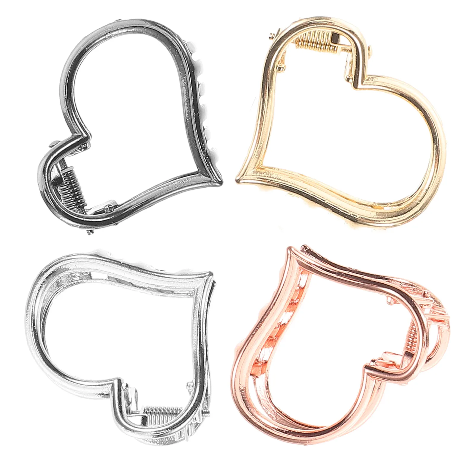 

4Pcs Heart Hair Claws Minimalist Jaw Clips Gold Silver Rose Gold Black Fashion Hair Clips Wedding Party Women Headdress