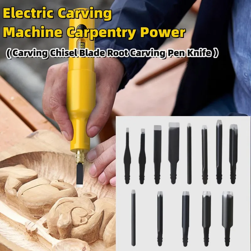 

5/10pcs Carving Blade for Lithium/plug-in Electric Carving Machine Carpentry Power Carving Chisel Blade Root Carving Pen Knife