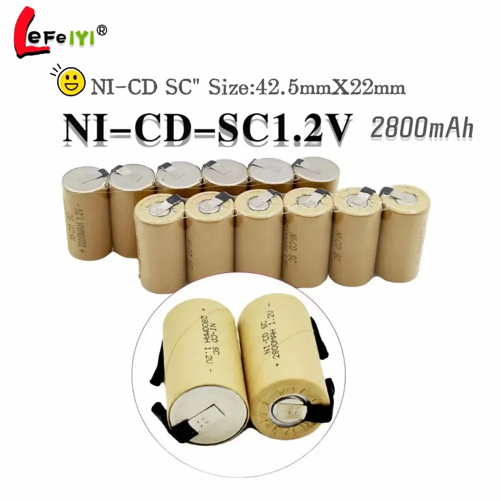 Screwdriver Battery SC (NiCad, 2800mAh, 1.2V) with Solder Tabs 1-20PCS