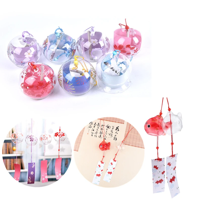 Wind Chime Chimes Japanese Glass  s Style Goldfish Garden Hanging Outdoor Decor Pendant Furin Decorative Fish Ornament