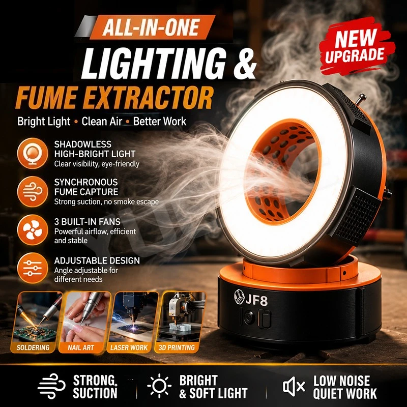 JF8 Flyline Microscope Lamp with Built in Exhaust Fan Soldering Fume Extractor Heat Dissipation Light for PCB Repair Tool