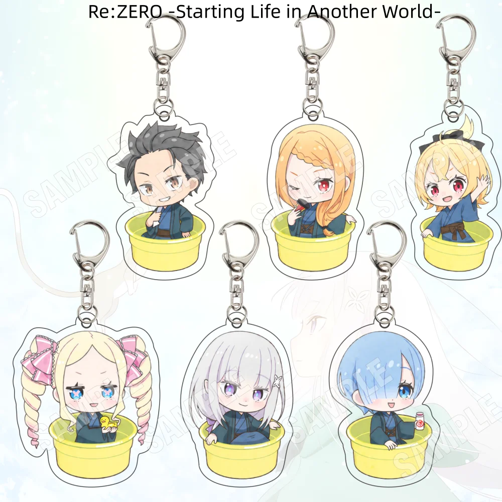 Acrylic Re:Zero Starting Life in Another World Anime Rem Ram 6CM Double Sided  Keychain Emilia Gift for Fans Cup Chibi Ver
