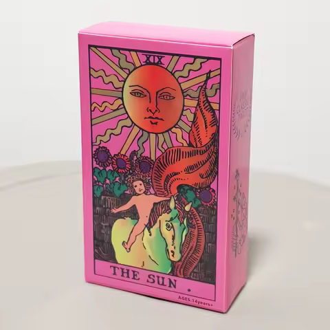 Pink Neon Tarot Deck 10.3*6cm - 78 Classic Rider-Waite Smith Cards Vibrant Trippy Design