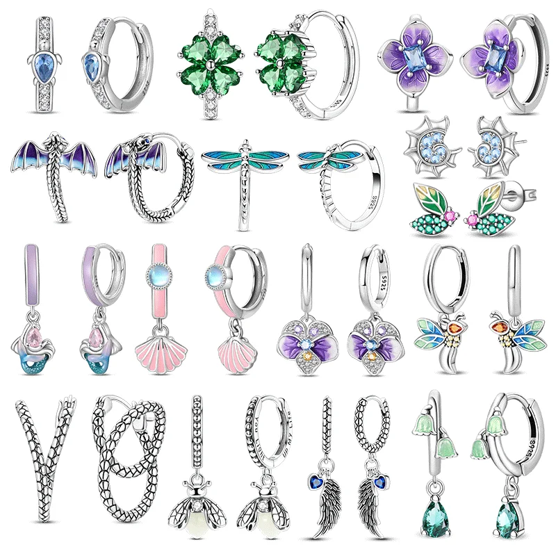 

2025 New 100% 925 Sterling Silver Dragonfly Firefly Earrings Suitable for Women Anniversary Birthday Party Gift Mermaid Earrings