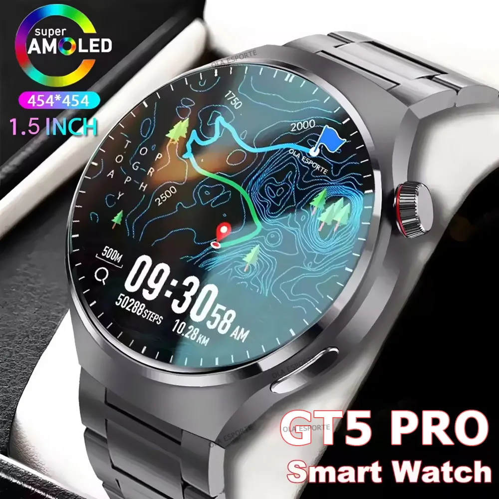 

2025 New Smart Watch Men AMOLED HD Screen GPS Motion trajectory Heart Rate Bluetooth Calls SmartWatch Waterproof For Android ios