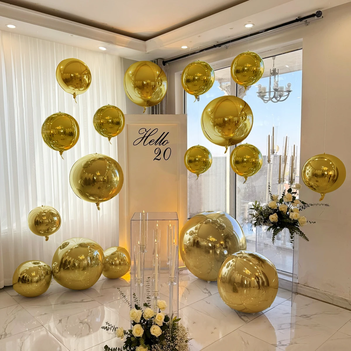 Goldenes 4D-Aluminiumfolien-Ballon-Set 10/18/22/32inhc4D-Ballon für Vorschlag, Hochzeit, Geburtstagsfeier, Duschdekoration