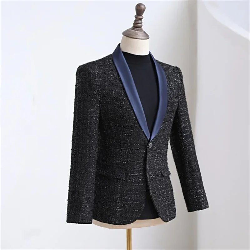 Blazers Mens Suits New Korean Jackets Singer Stage Fashion Black Terno Masculino Completo Trajes Elegantes Para Hombre Clothes