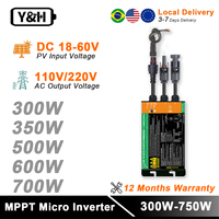 Y&H Solar Grid Tie Micro Inverter 700W 600W 500W 350W 300W MPPT  Input DC26V-60V PV Output AC110V/240V Home Solar On Grid System