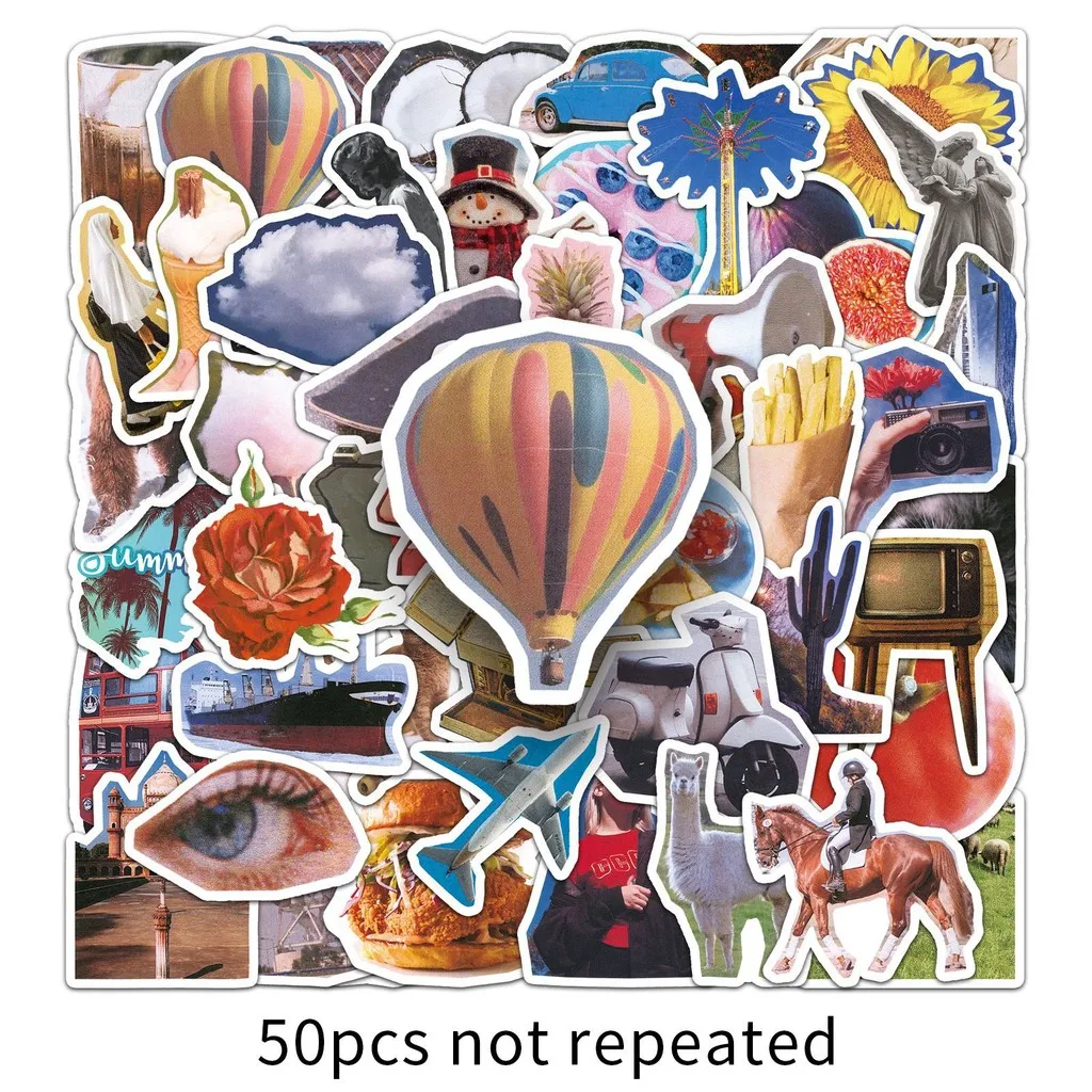 

50 шт. винтажные наклейки-коллажи в европейском и американском стиле, креативные водонепроницаемые декоративные наклейки INS для телефона, магазин AnimeWorlds