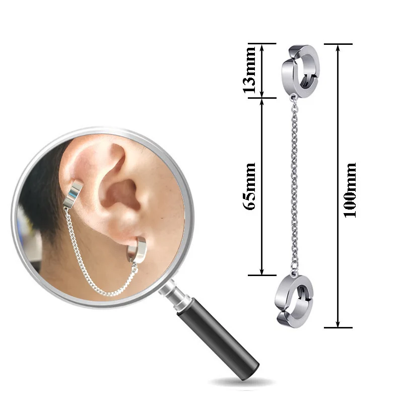 Stainless Steel Clip-on Fake Earrings Non-piercing Earcuff Ear Clip Earrings Without Piercing Punk Personality Jewelry