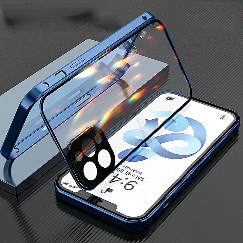 Suitable for IPhone12/11 Double-sided Buckle Magneto Mobile Phone Shell Apple 13promax Ultra-thin Glass Protective Cover