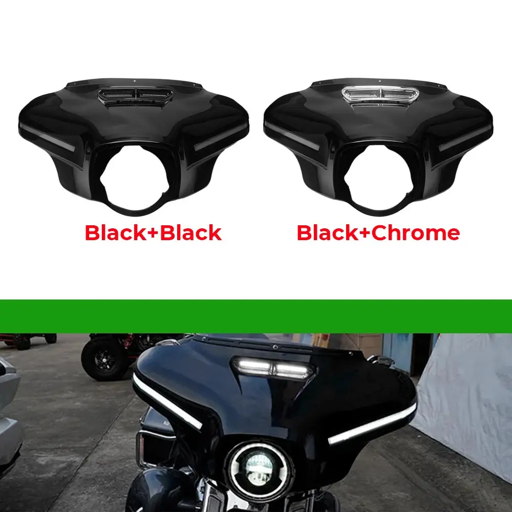 

Brand New Motorcycle Led Light Fairing Fit For Harley Touring Electra Glide Street Glide Tri Glide 2014-2025 Chrome/Black Vent