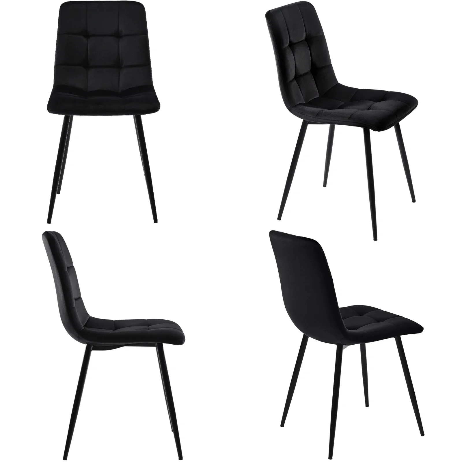 Rosahqnda Esszimmerstühle, Set of 4, gepolsterte Designer-Stühle mit Rückenlehne, Sitzfläche aus Velvet/Linen und Metallgestell – Detail 2