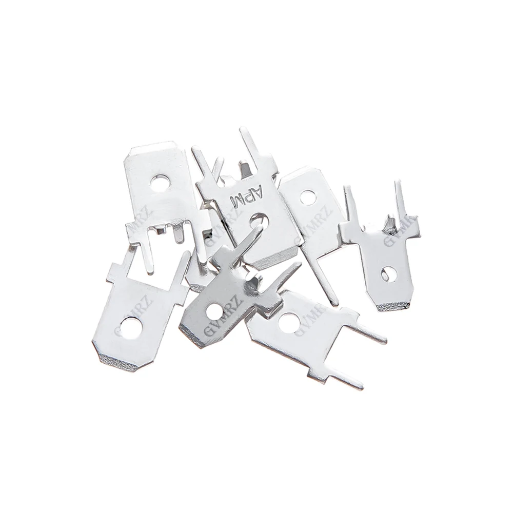 100PCS/lot 4.8mm 6.3mm PCB Spade Terminal Connector Cold Press for Circuit Board Tab Solder Lug Male Crimp Terminal Plate 6.3mm
