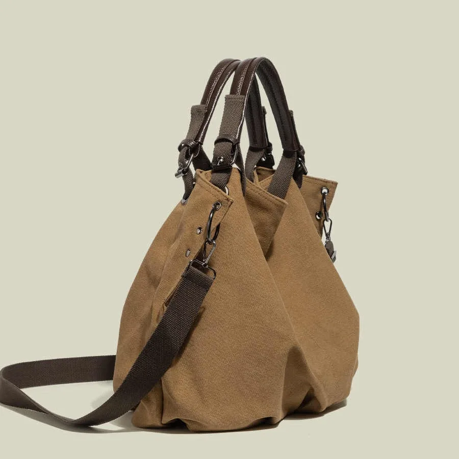 

TRSYPHXM Korean retro workwear bag, trendy brand canvas bag, women's 2025 new large capacity multifunctional crossbody tote bag
