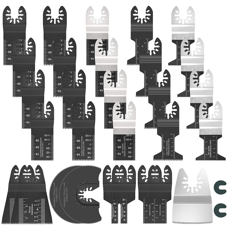 

31-Piece Oscillating Saw Blade Set, Metal Wood Blade Quick Release Oscillating Tool Blade Compatible With Dewalt