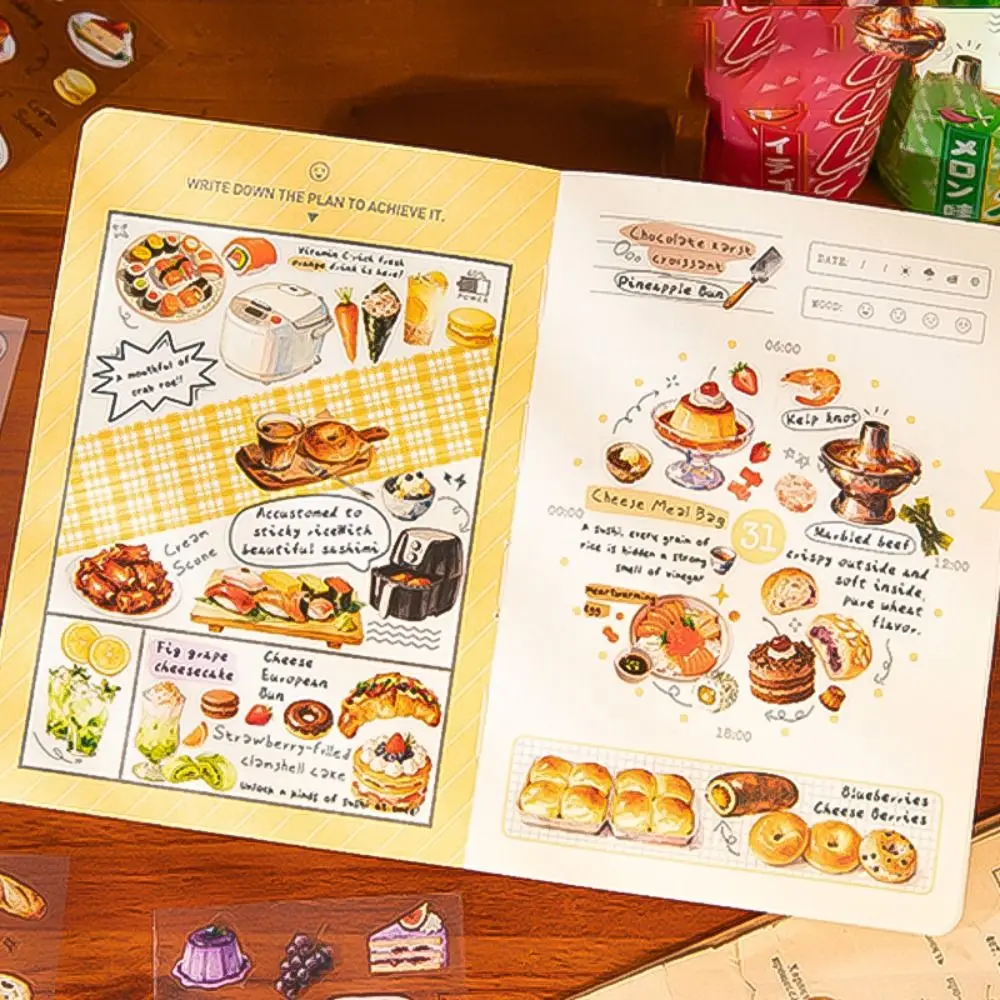 Cute 20 Sheets Sticker Book PET a Bite of Light Series Diary Sticker Cartoon DIY Scrapbook Sticker Journal Decoration