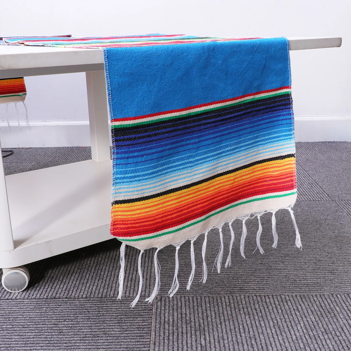 

Rainbow Cotton Table Runner Colorful Printed Dining Table Cover Washable Picnic Mat Stylish Holiday Decor Picnic Mat